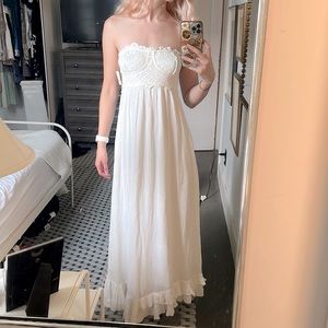 Free People white strapless boho dress